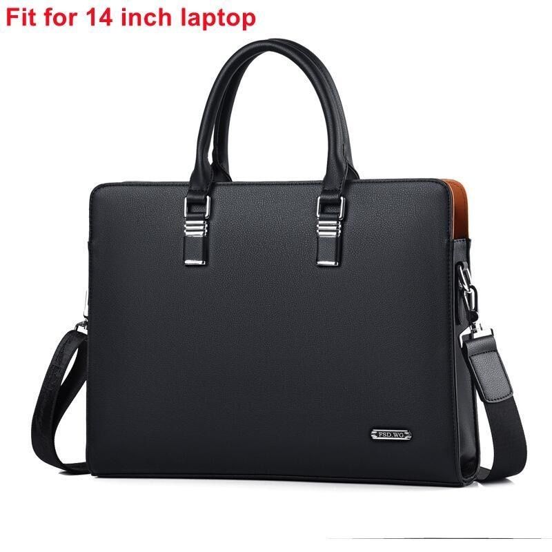 High Quality Leather Men Shoulder Bags Male Handbags For Macbook HP DELL 14 15.6 Inch
