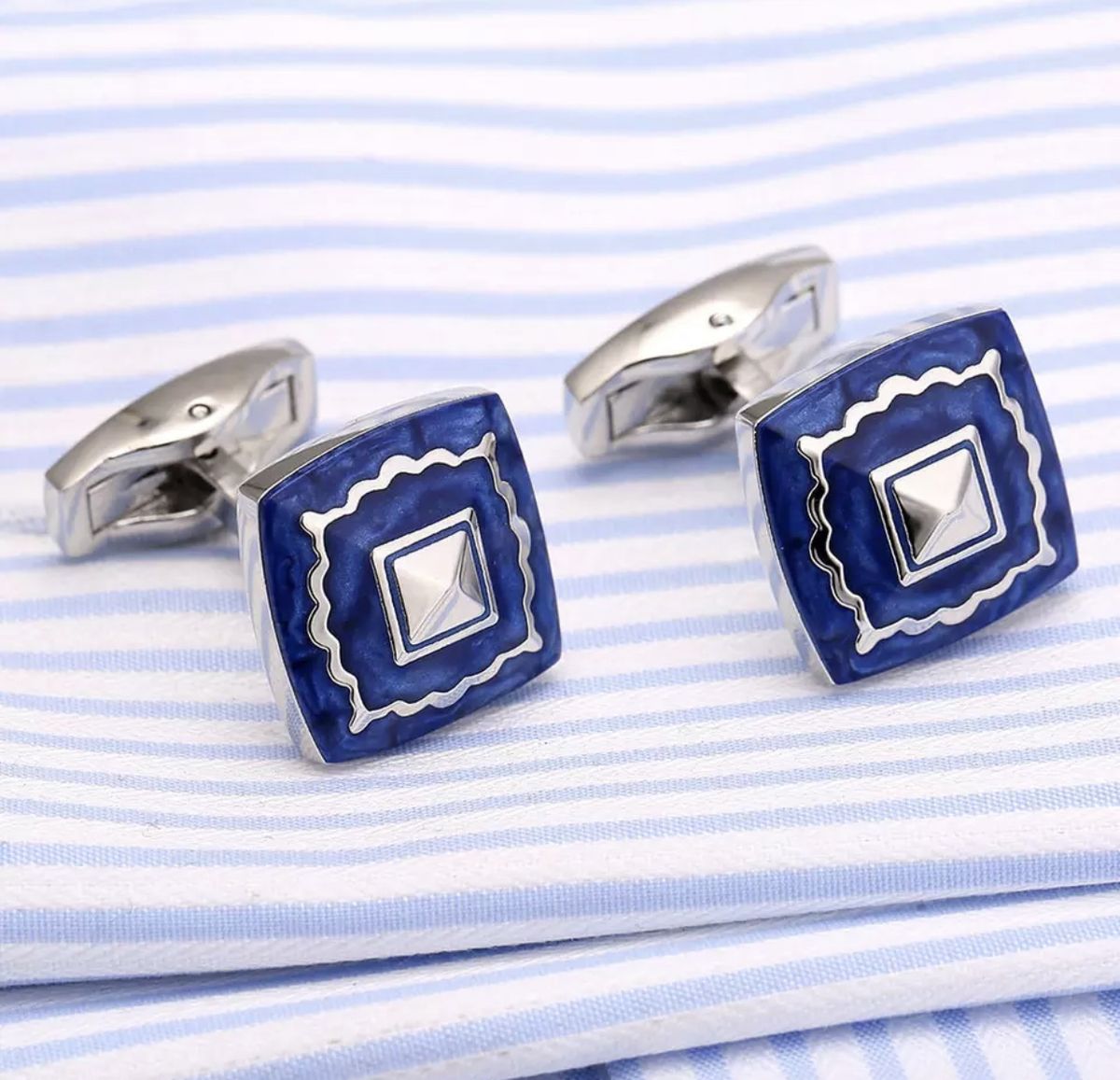 Men's Signature Blue & Silver Cufflinks