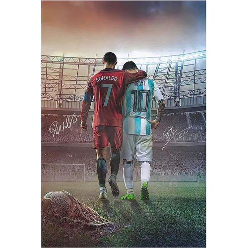 Wrlgz Soccer Legend Superstar CR7 Messi Poster Canvas Sports