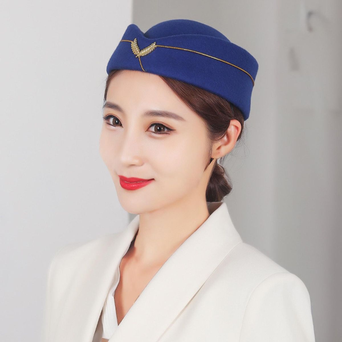Air Hostesses Beret Air Hostesses Hat Formal Uniform Cosplay Royal Blue