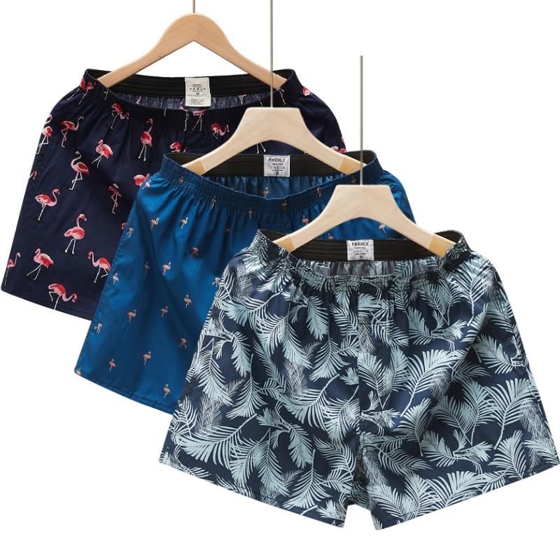 3pcs  Men Shorts  100% Cotton Men Underwear Men's  Loose Male s Homme Large Size Printing Arrow Pants