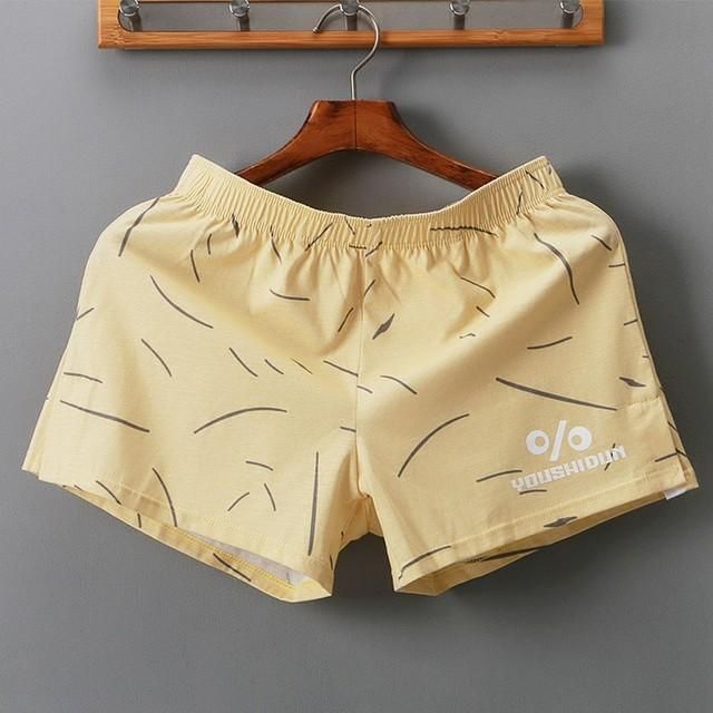 Youth Men Cotton  Breathble Loose Sports Man Printed  Shorts Man Mid-Waist  Casual Homgwear Male Underwear