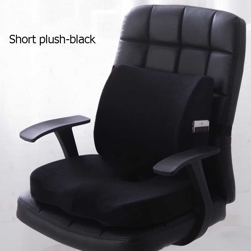 Car Seat Cushion Coccyx Orthopedic Memory Foam-short Plush Black