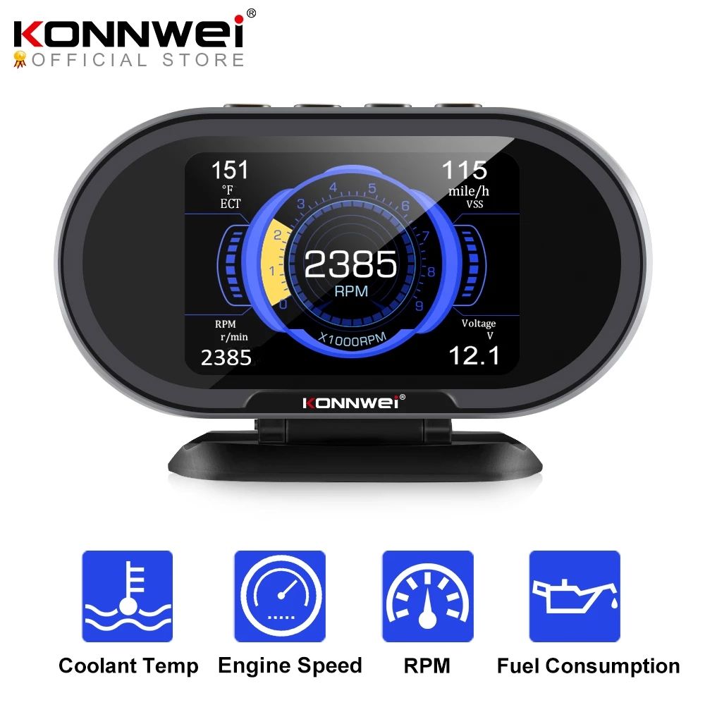 OBD2 On-Board Computer Auto Car Digital Computer Display OBD 2 Scanner Fuel Consumption Water Temperature Gauge Speedometer HUD
