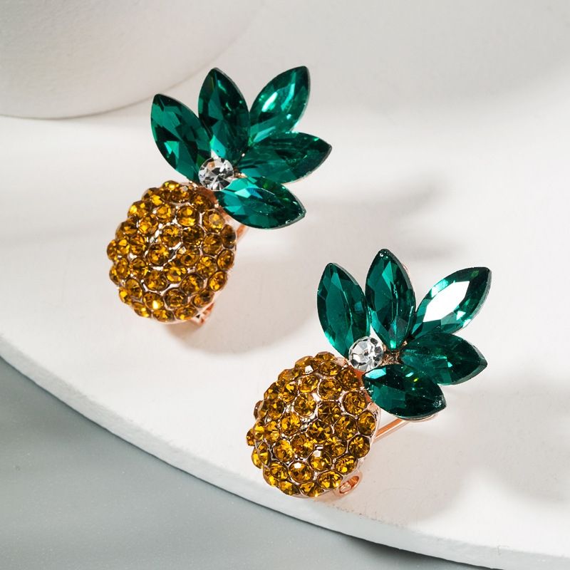 2 PCS Colorful Rhinestone Pineapple Earrings