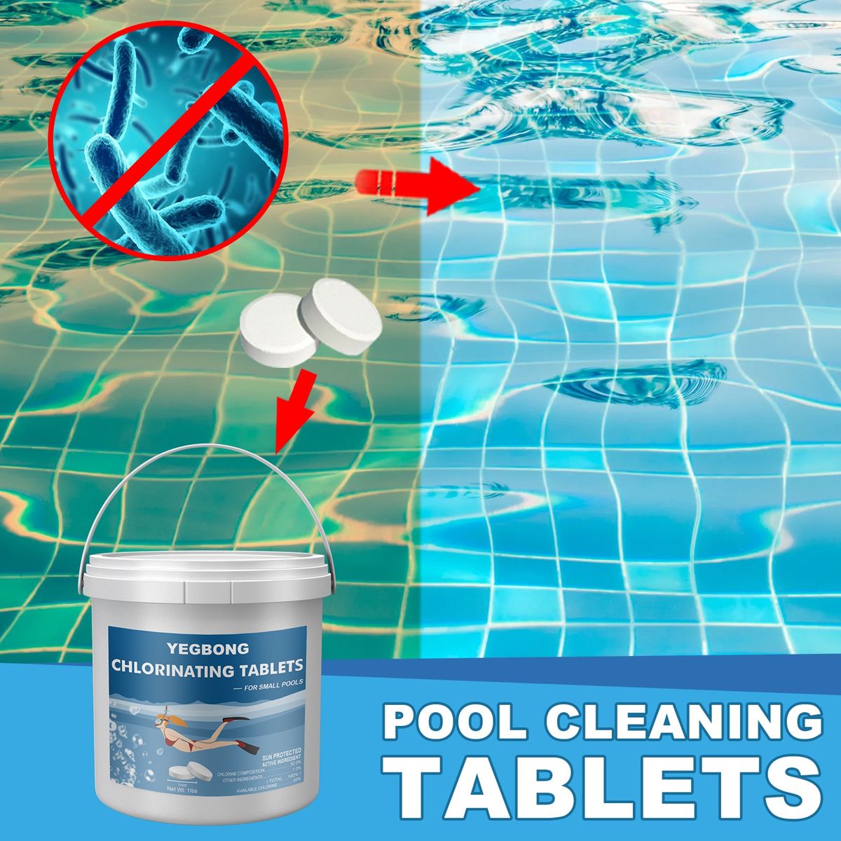 Pool Maintenance Tablets Long Lasting Chlorine Tabs B