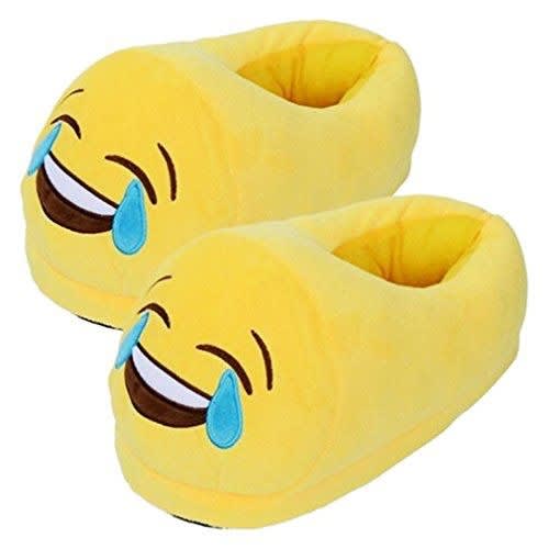 Laughing Cry Emoji Plush Indoor Slippers