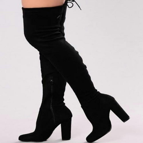 Over The Knee Thigh High Fully Closed Boots - Black