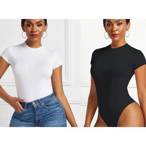 Short Sleeve Bodysuit - White And Black