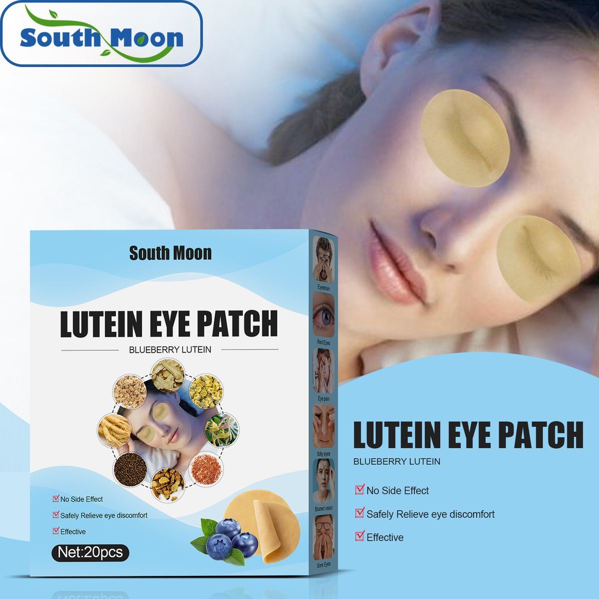 20Pcs Lueberry Lutein Eye Pad Relief Eye Fatigue Discomfort