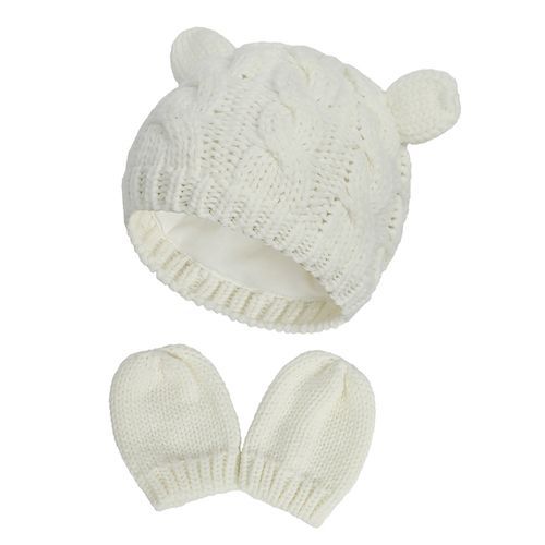 Winter Solid Color Knitted Baby Girls Boys Head Warmer-White