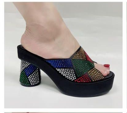 Executive Ladies Heel Wedge Slippers-Black