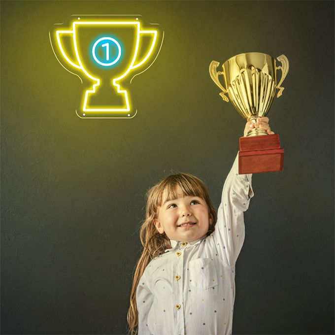 Championship Trophy Neon Lighting Game Room Decoration