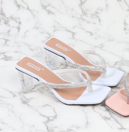 Classic Heel White Sandal For Ladies