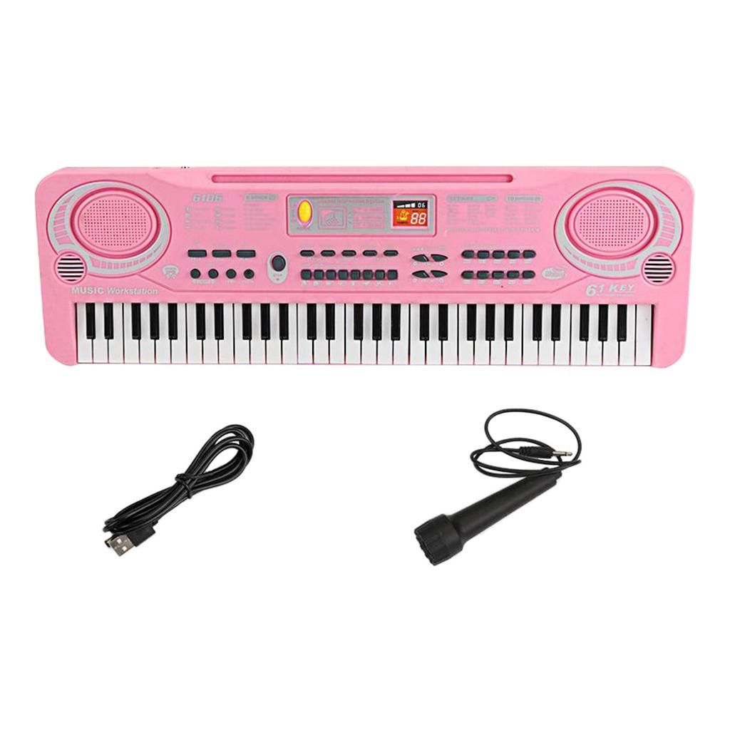 61 Keys Electronic Digital Keyboard Piano Musical Pink 54x17cm