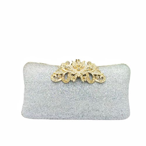 Sparkly Rhinestone Clutch Purse - Silver