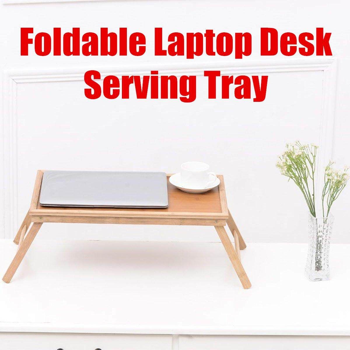 Bamboo Fold Up Lap Serving Tray Coffee Tea Table Dinner Breakfast Bamboo Wooden