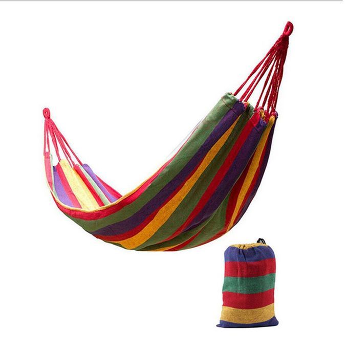 280*80cm 2 Persons Striped Hammock Outdoor Leisure Bed Thickened Hanging Red