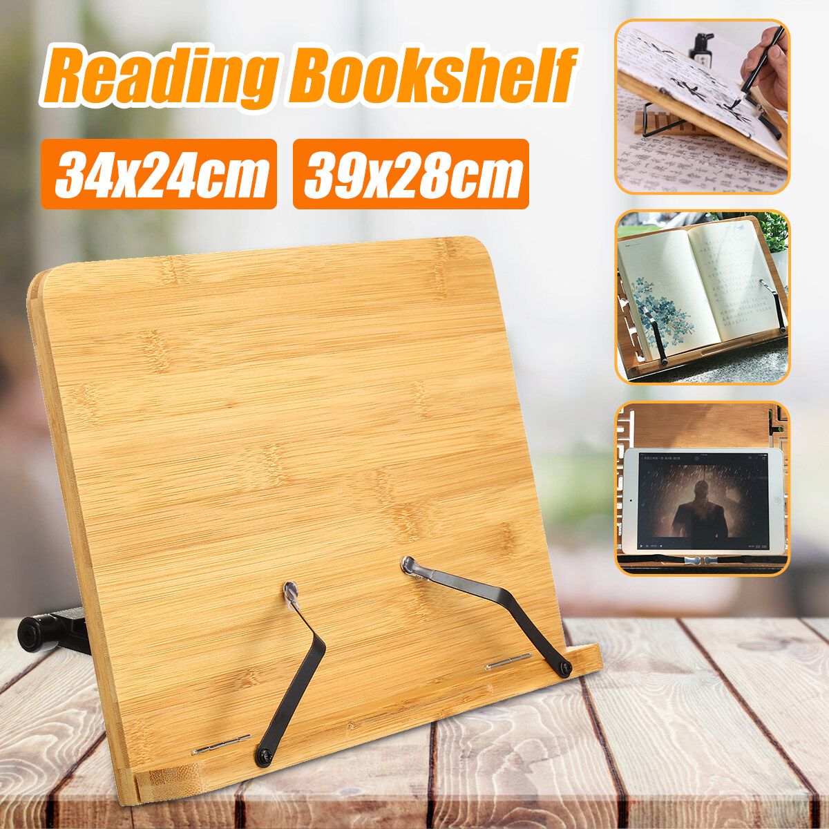 Solid Wood Bible Holder Folding Book Stand Oak Black Walnut Reading Stand Bookshelf-L