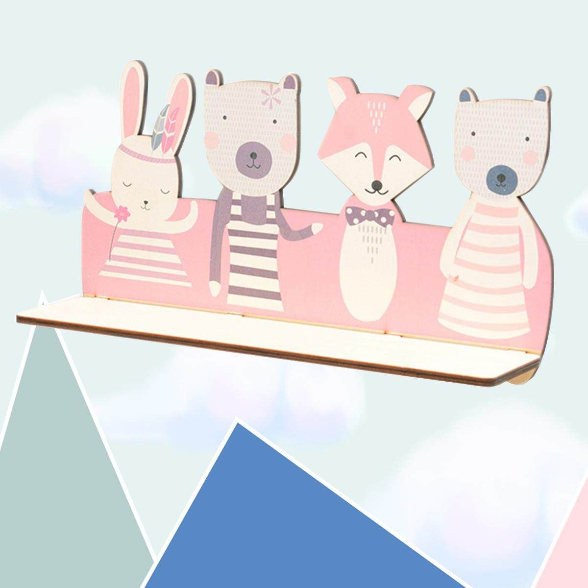 Children's Wood Wall Storage Shelf Wall Hanging Rack Container Bookshelf DIY Decor Display Blush Pink