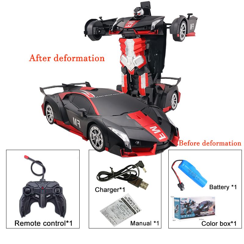 1:18 Electric Transformation Robots Car One-key Deformation Car Remote Control Sports Car Model For Children Boys Xmas Toys