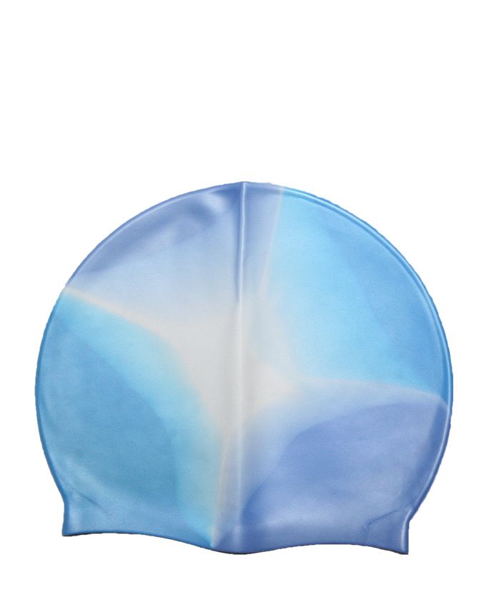 Fitted Silicone Swim Cap -blue And Multi
