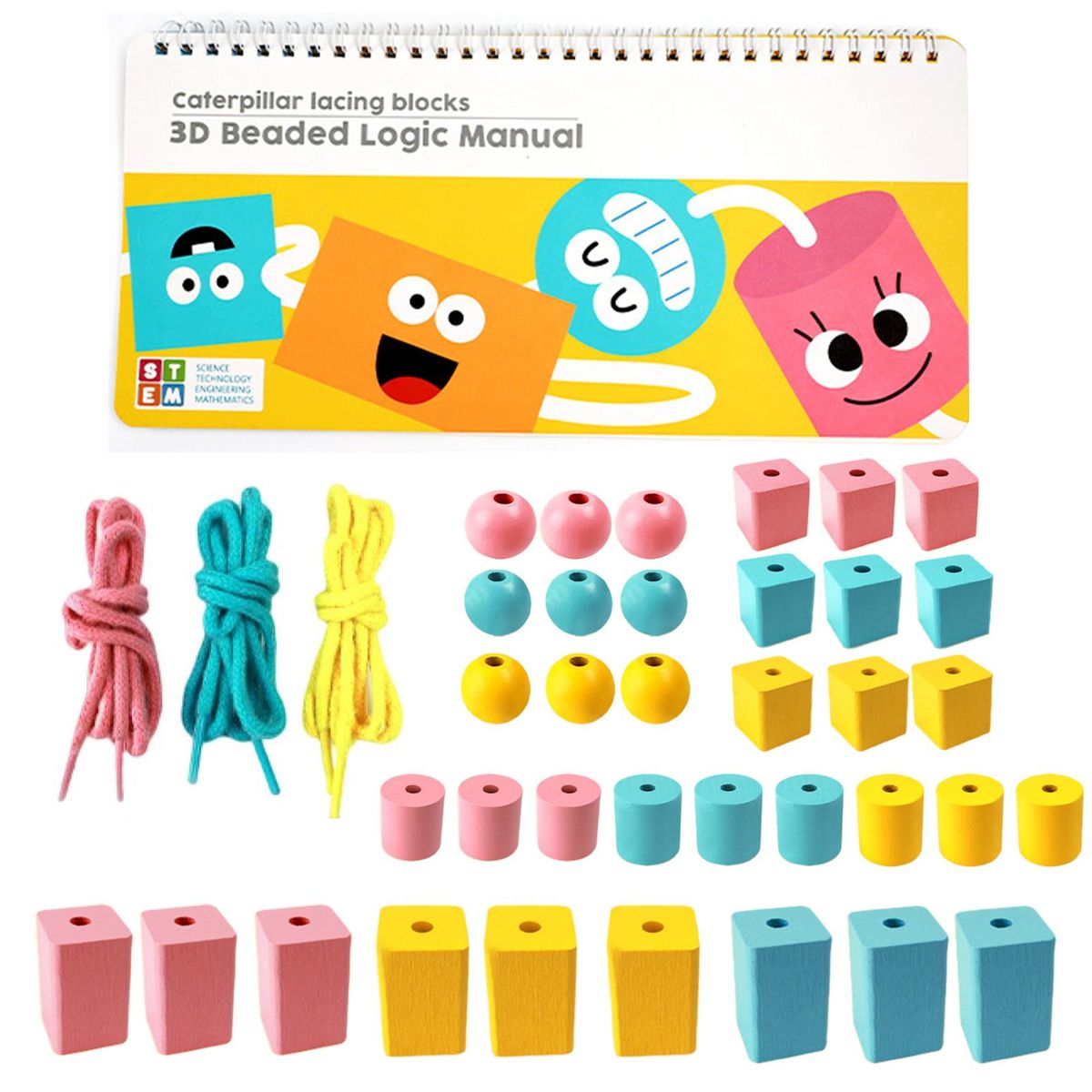 1 Set Lacing Beads Toys Lacing Blocks Beads Game
