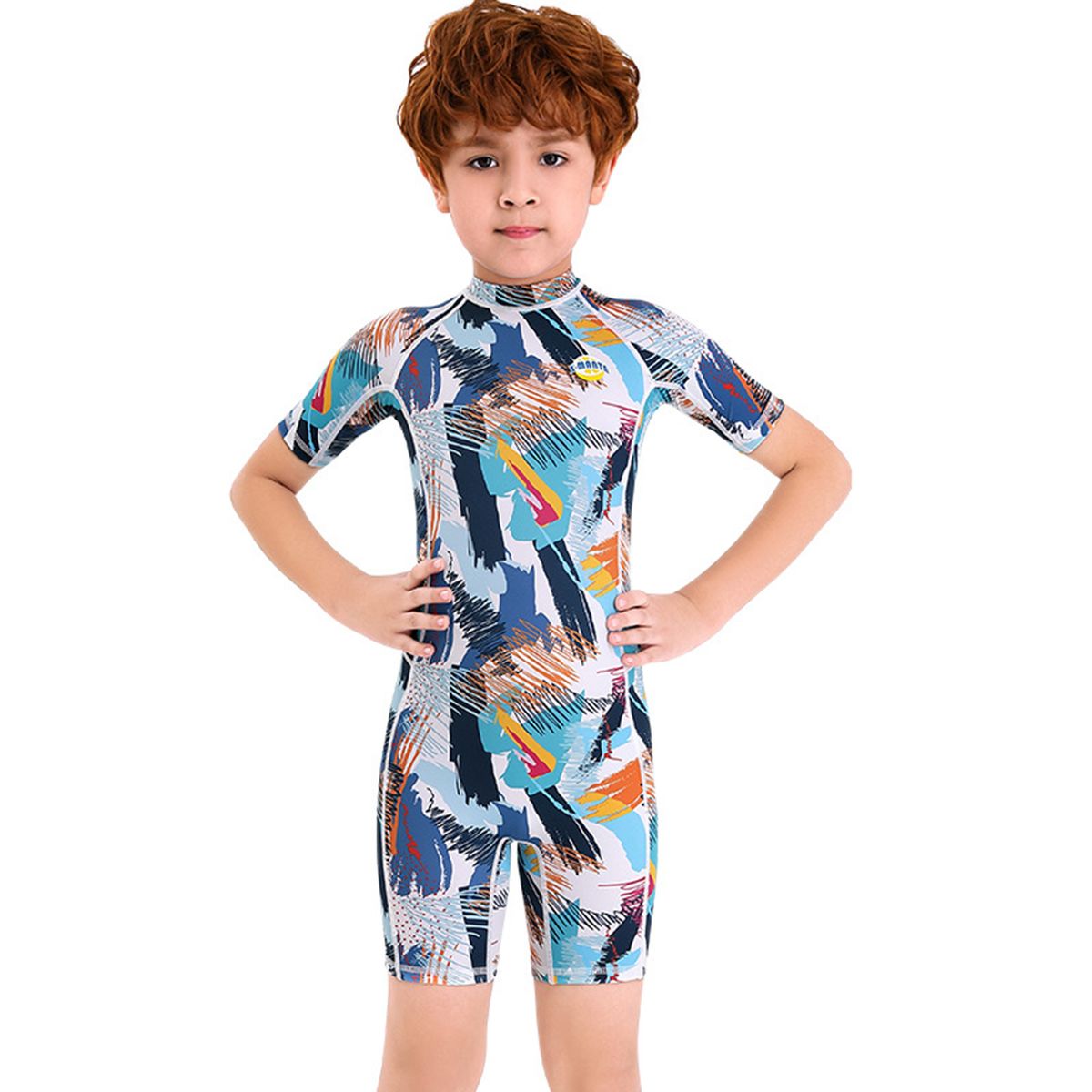 Elastic Breathable Spandex Children One-piece Monokini-Blue