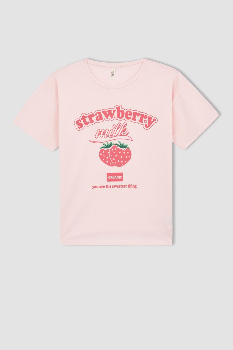 Girl - Oversize Fit Knitted Short Sleeve Body - Pink
