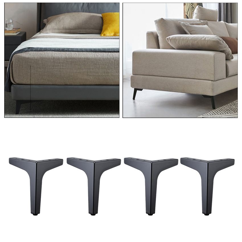 Metal Furniture Legs Sofa Loveseat Chair Sectional - Set Of 4 Black