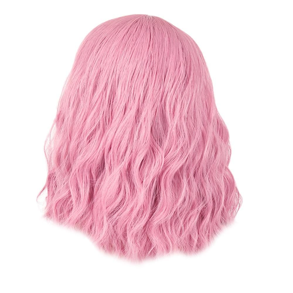 Wavy Short Wigs with Air Bangs Shoulder Length Wig Cosplay Wig Water Ripple Corn Perm Hairstyle Daily Fashion Wig