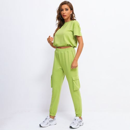 Green Sportswear Set Mid-length Top And Trouser Set