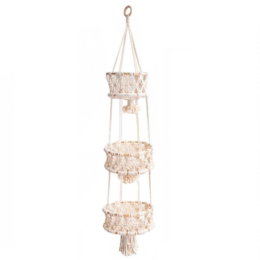 3 Tier Hanging Basket Macrame Fruit Storage Container