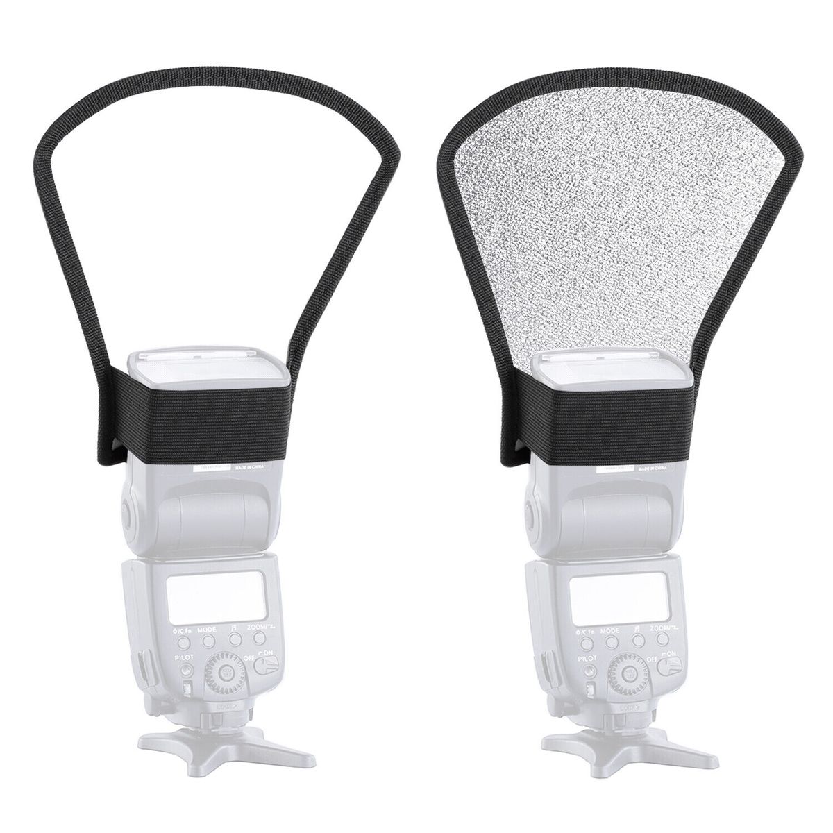 Two-Sides Flash Light Diffuser Silver/White Reflector For Speedlite Camera Flash