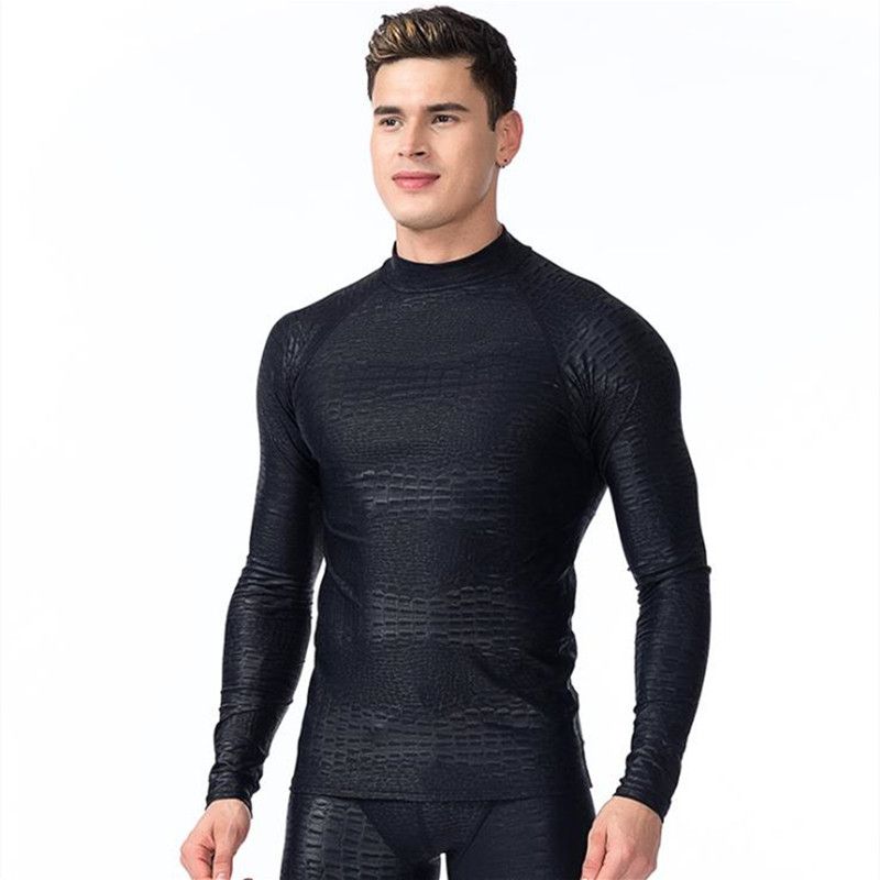 Black UV Sharkskin Swimsuit Surfing Diving Suit Summer Beach Swimming Suit Men Swimwear Long Short