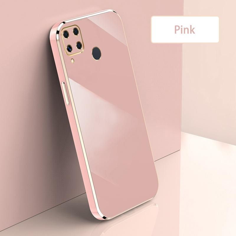 Ultra Thin Plating Phone Case for Realme C15 Lens Protection soft Phone Back Cover-Pink