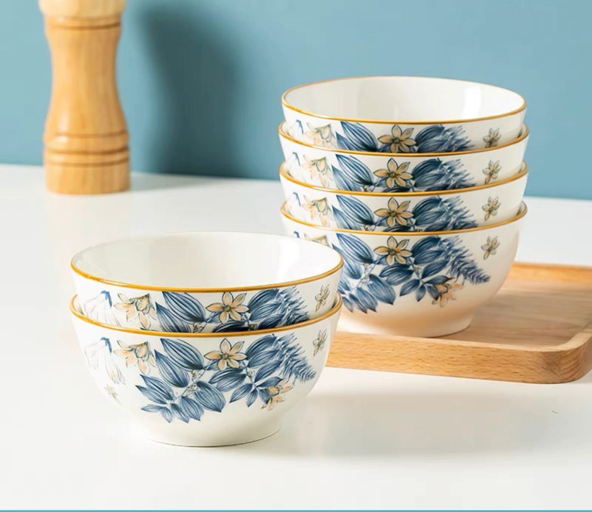 Simple Style Ceramic Glass Bowl Plate(6pcs)