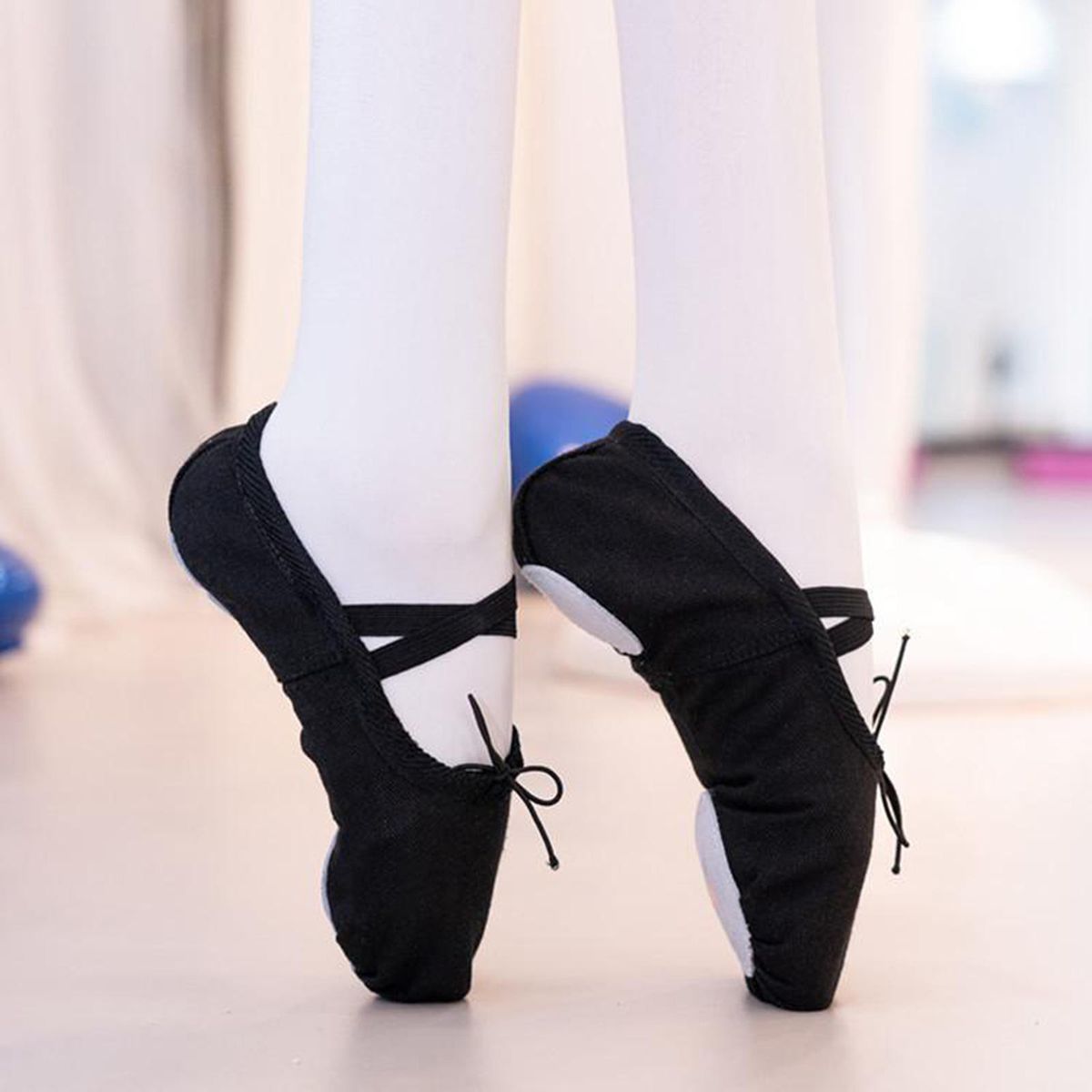 Girls Women Ballet Pointe Shoes Dance Slipper Flats Ballerina Black 39