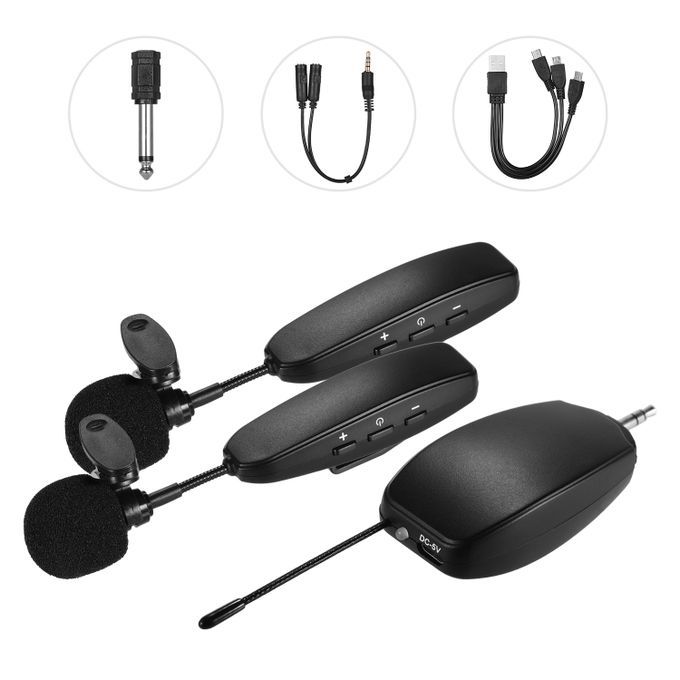 Wireless UHF Microphone System 2 Transmitter And 1 Receiver