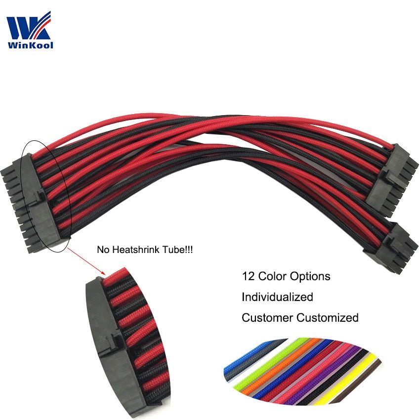 WinKool Individually ATX 10+18 Pin To 24Pin Type 4 Sleeved  Modular Cable For Corsair PSU RMi RMx SF Series