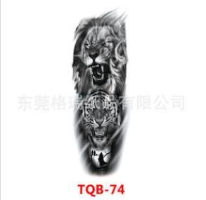 Woman Large Fake Full Arm Tattoo Stickers Rose Lion Wolf