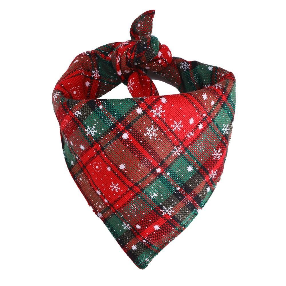 Red and Green Snowflake Pet Dog Neck Scarf Adjustable Dog Collar Leading Knot Collar Neck Scarf Dog Accessories Grooming
