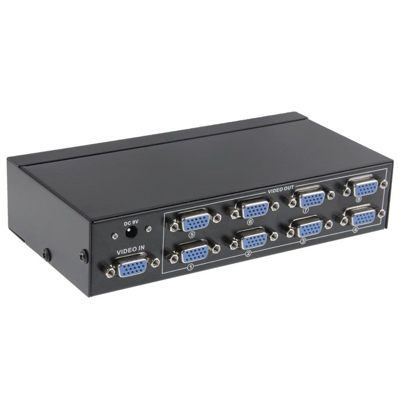 FJ-2508A 8 Port VGA Video Splitter High Resolution 1920 X 1440 Support 250MHz Video