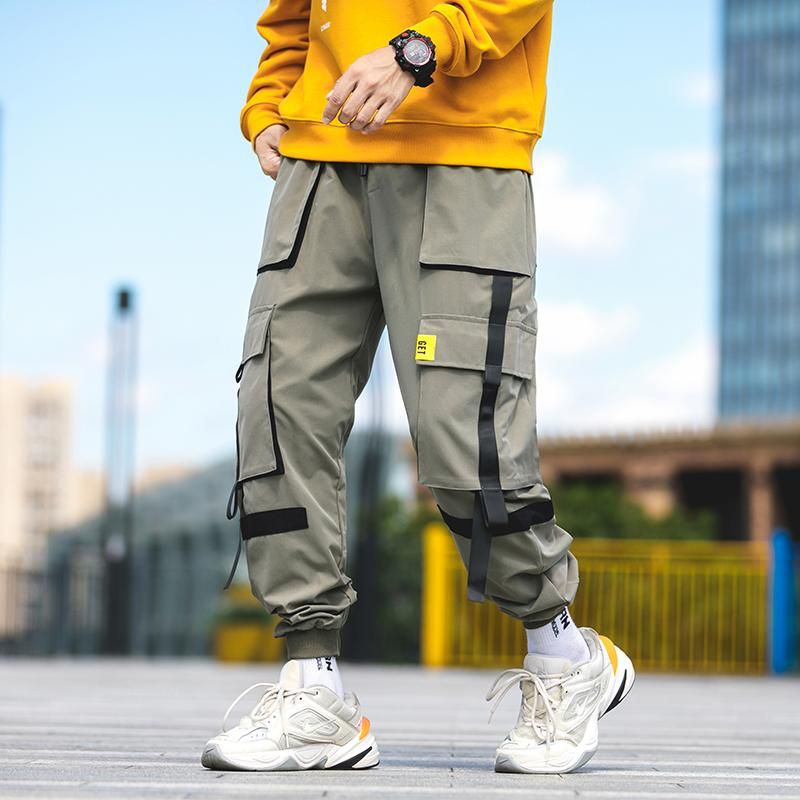 Bombaching Pants with Mens Ribbons Street Clothing With Multiple High Quality New Quality Pockets