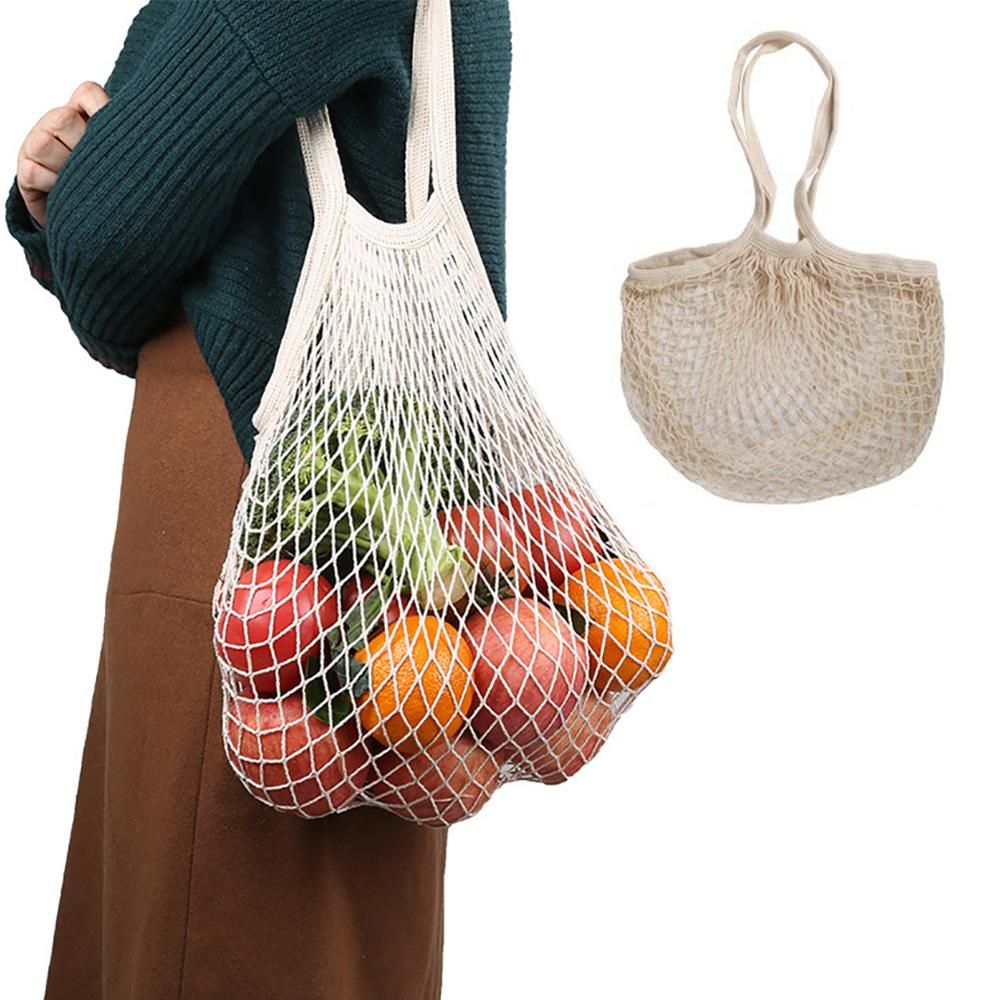 Shopping Bag Mesh Weaving Fruit Vegetable Storage Organizer Foldable Mesh Bag