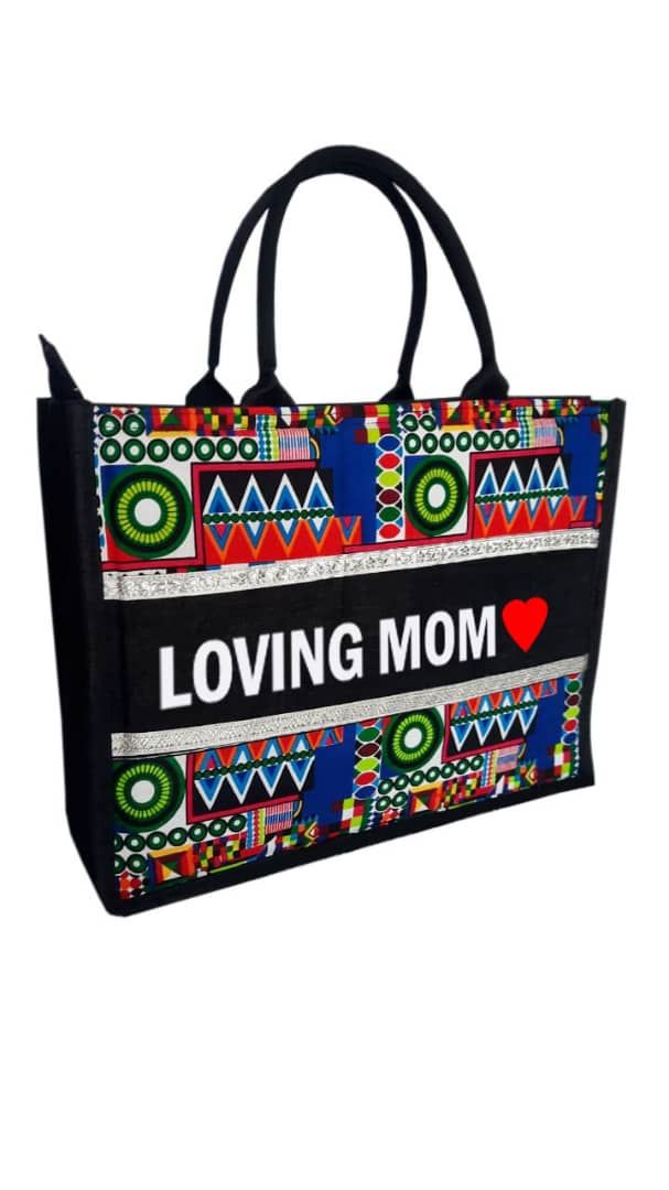 LOVING MOM Tote Gift Bag- Black