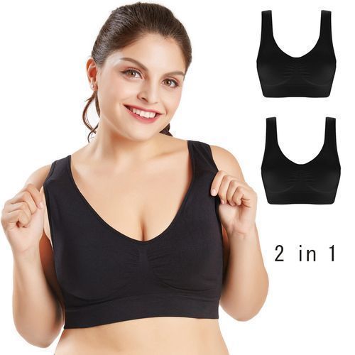 SEAMLESS BLACK BRA TOP