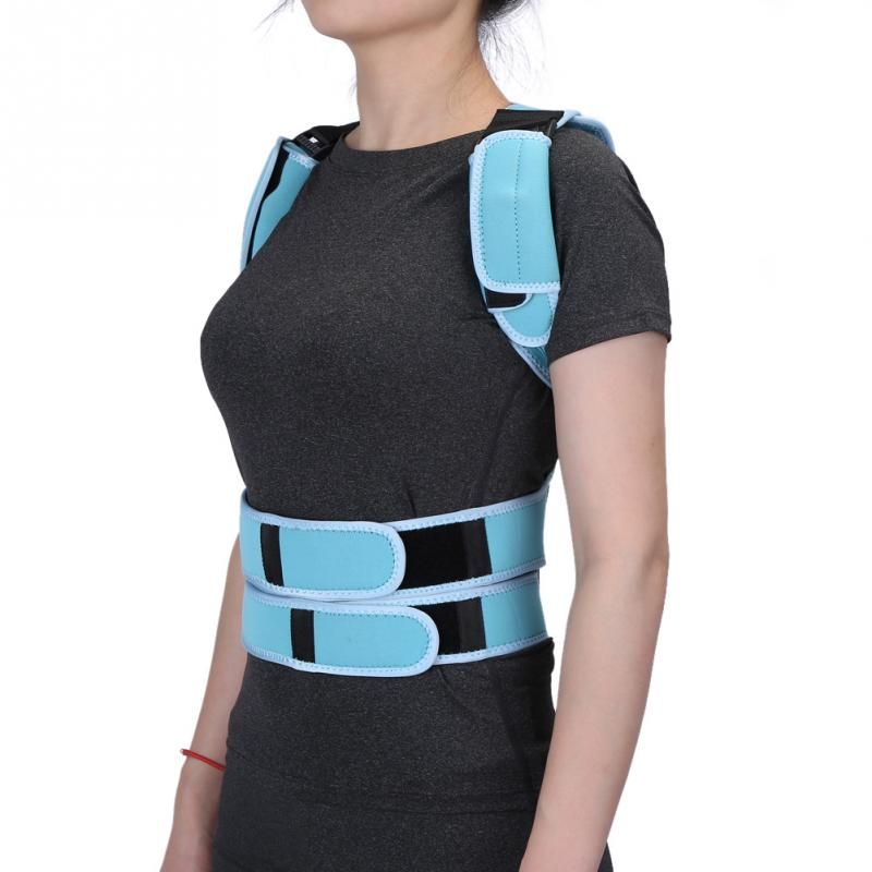 Adult Student Back Posture Correction Corset Lumbar Brace Shoulder Waist Spine Support Belt Brace Corrector For Men Women(#Blue)