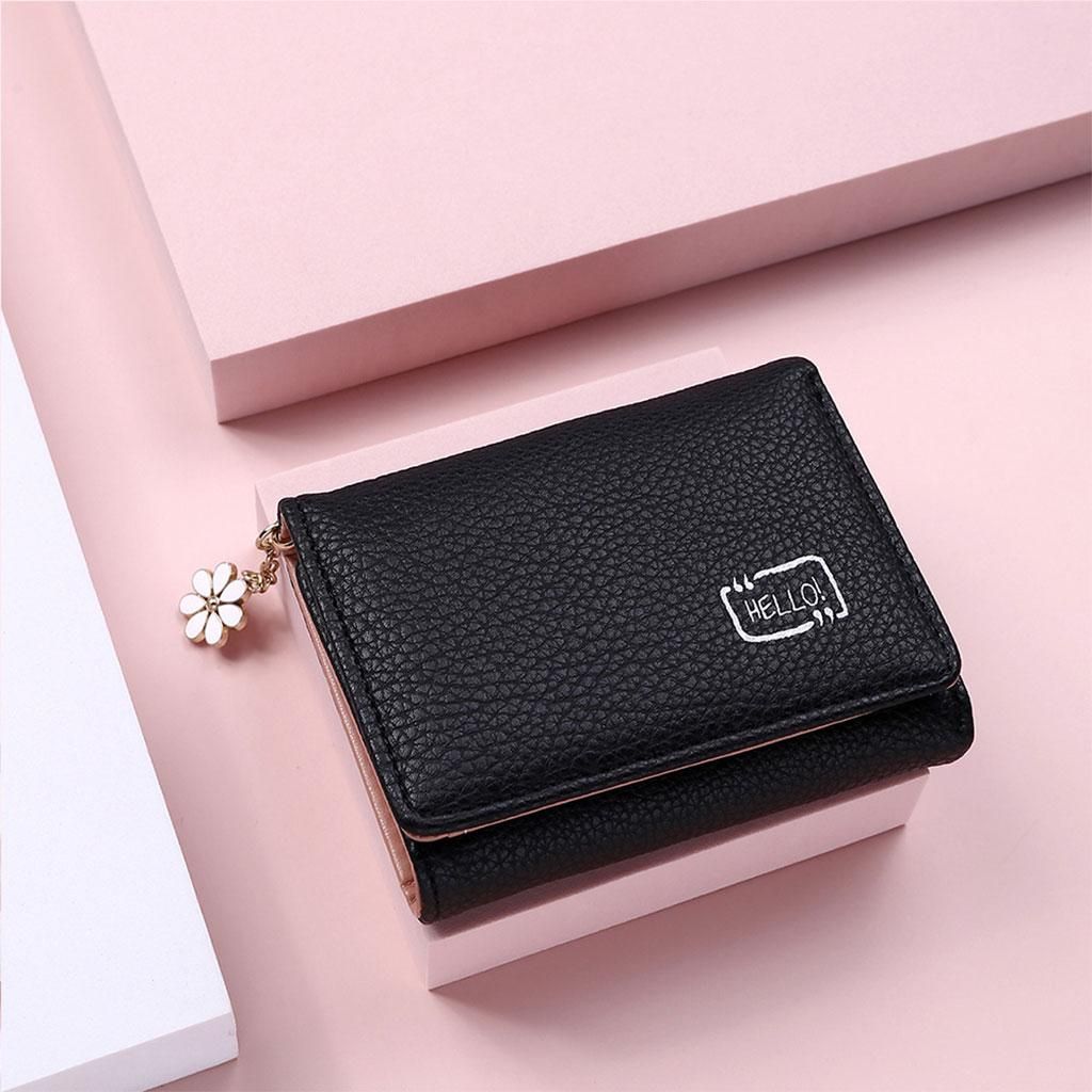 Women Ladies Wallet Bifold Small Change Pouch With ID Window PU Black
