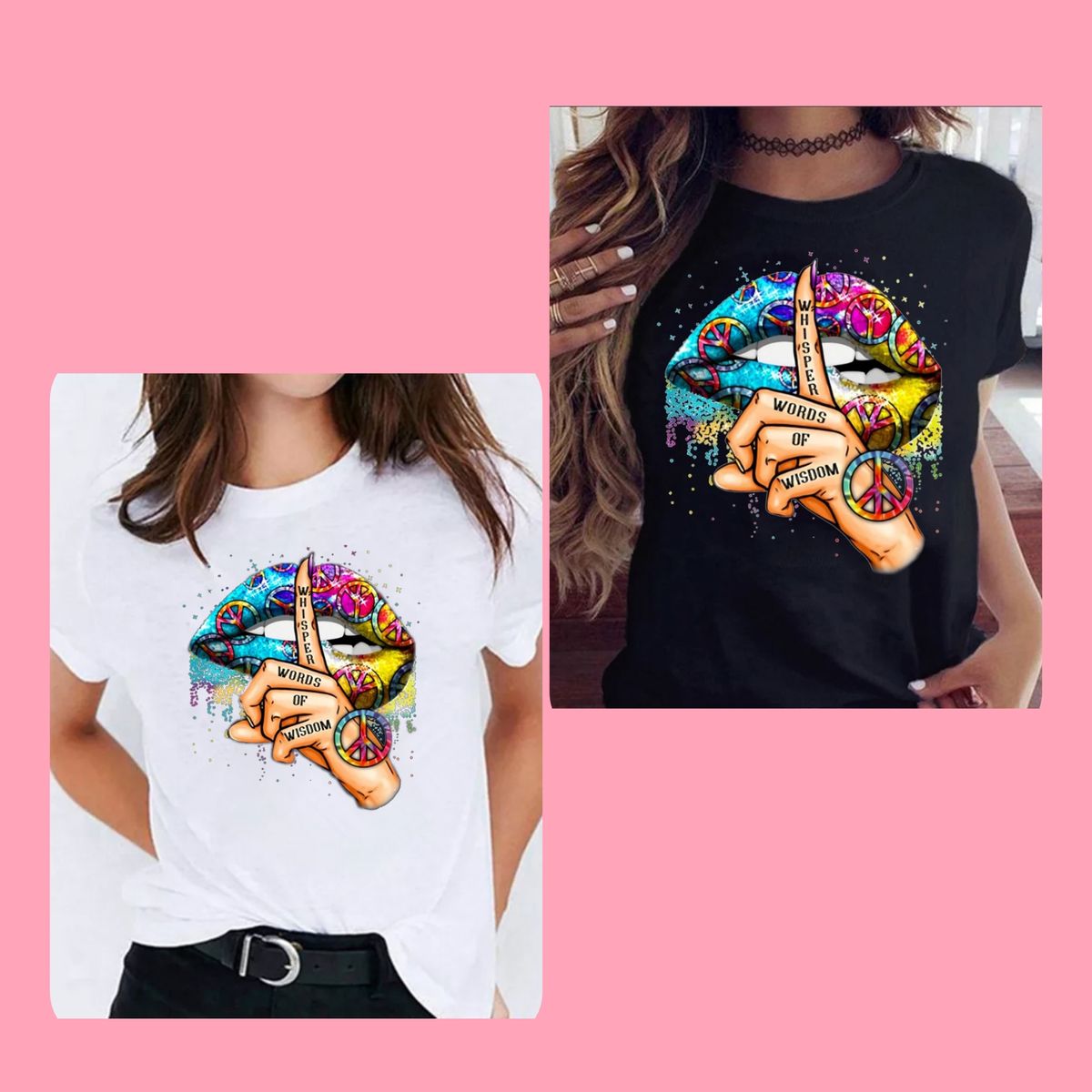 White And Black 2in1Fitted New Ladies Round Neck Polo Wisdom Printed T-Shirt White / Black
